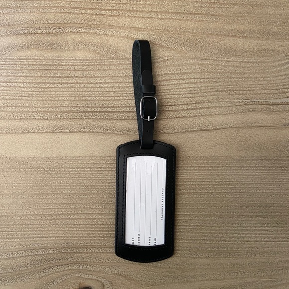 New Starbucks Reserve New Black leather Logo Luggage Tag - Picture 3 of 4